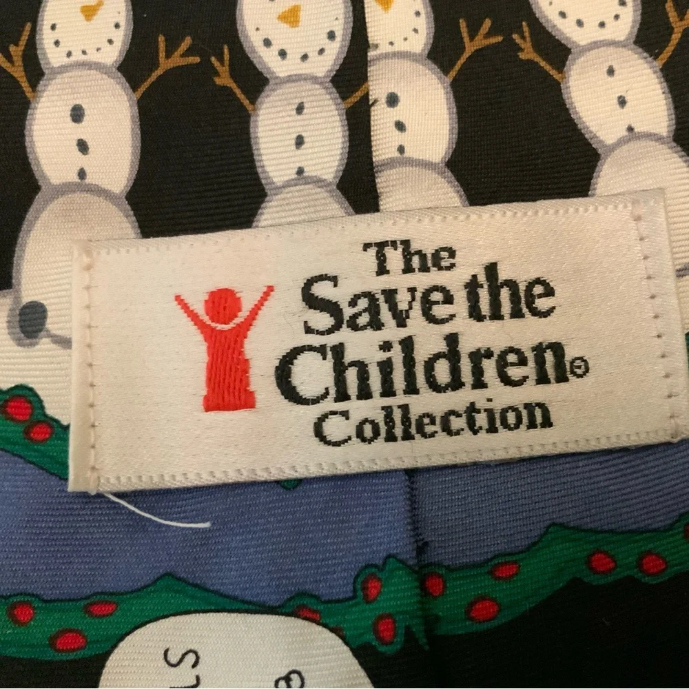 Save the Children Collection 100% Silk Snowman‎ Holiday Christmas Tie Like New